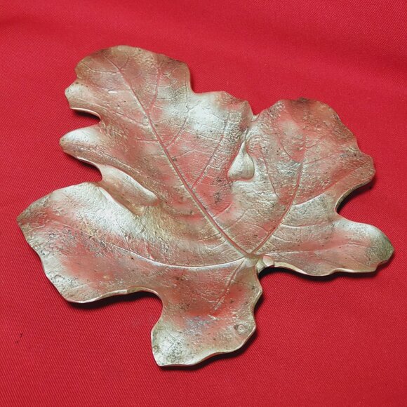 Cast Solid Brass Fig Leaf Dish Tray By Virginia Metalcrafters Circa 1948 - Picture 6 of 12